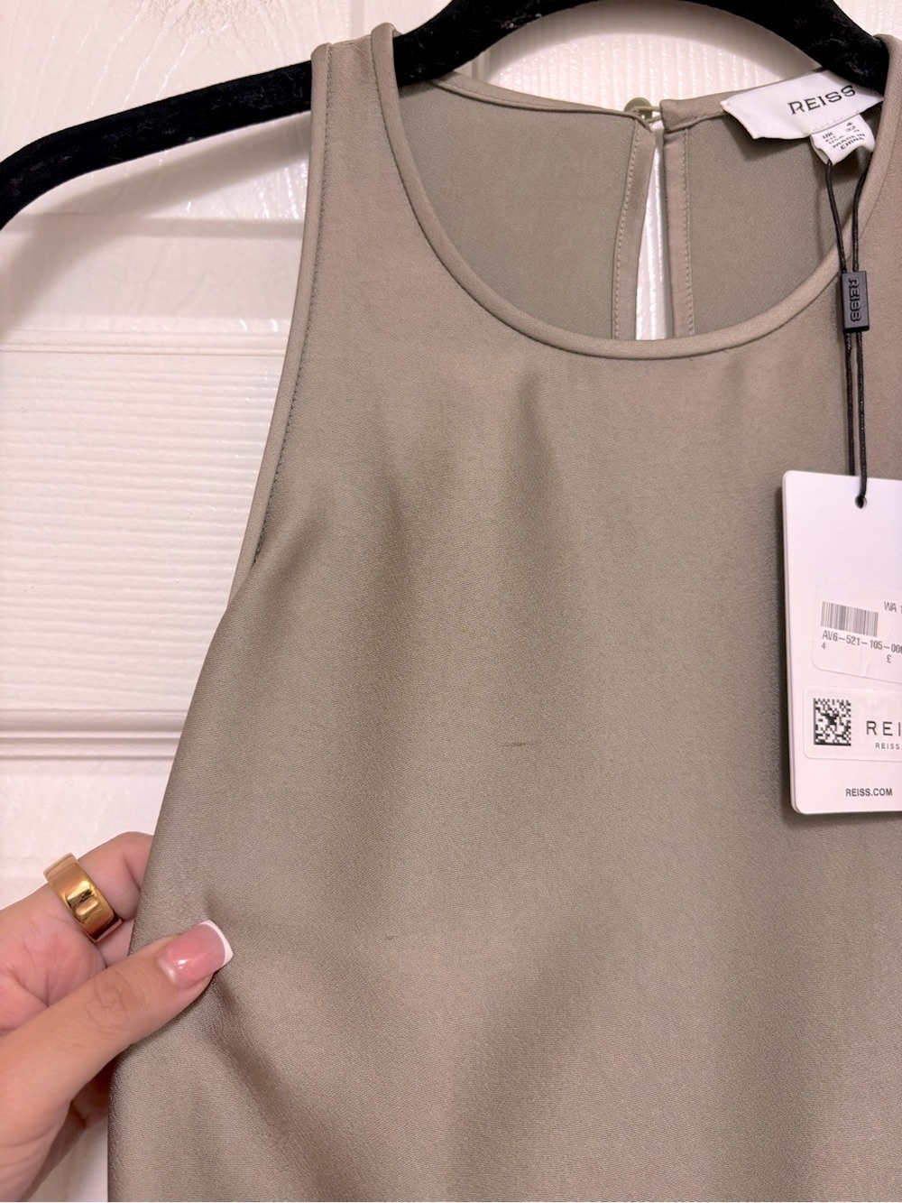 NWT REISS Satin Drape Tuck Midi dress in Khaki - Picture 10 of 10